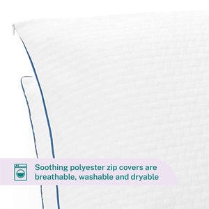 Set of 2 Queen size Memory Foam Pillow with Removable Machine Washable Cover