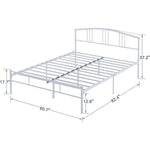 Queen size White Metal Platform Bed Frame with Arched Headboard
