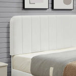 Queen size White Upholstered Platform Bed Frame with Headboard