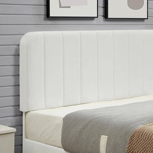 Queen size White Upholstered Platform Bed Frame with Headboard