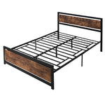 Queen Size FarmHouse Metal Wood Platform Bed Headboard Footboard
