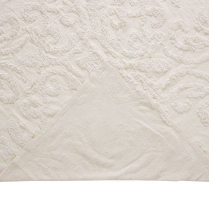 Queen Size 100-Percent Cotton Chenille 3-Piece Coverlet Bedspread Set in Ivory