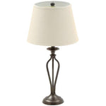 Traditional Bronze Metal Finish Table Lamp with Beige Linen Shade