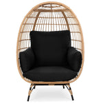 Oversized Patio Lounger Indoor/Outdoor Wicker Egg Chair Black