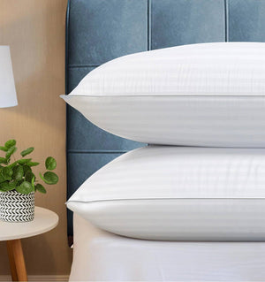 Set of 2 Machine Washable Down Alternative Bed Pillow with Cotton Cover - Queen