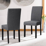Set of 2 Grey Linen Upholstered Nailhead Dining Chair - 330 lbs. Weight Capacity
