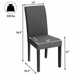 Set of 2 Grey Linen Upholstered Nailhead Dining Chair - 330 lbs. Weight Capacity