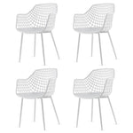 Set of 4 Modern Mid-Century White Mesh Dining Chair with Ergonomic Backrest