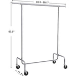 Heavy Duty Metal Tube Clothes Garment Rack on Wheels with 286 lb. Capacity