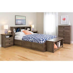 Full / Queen size Freestanding Bookcase Headboard in Grey Brown Wood Finish