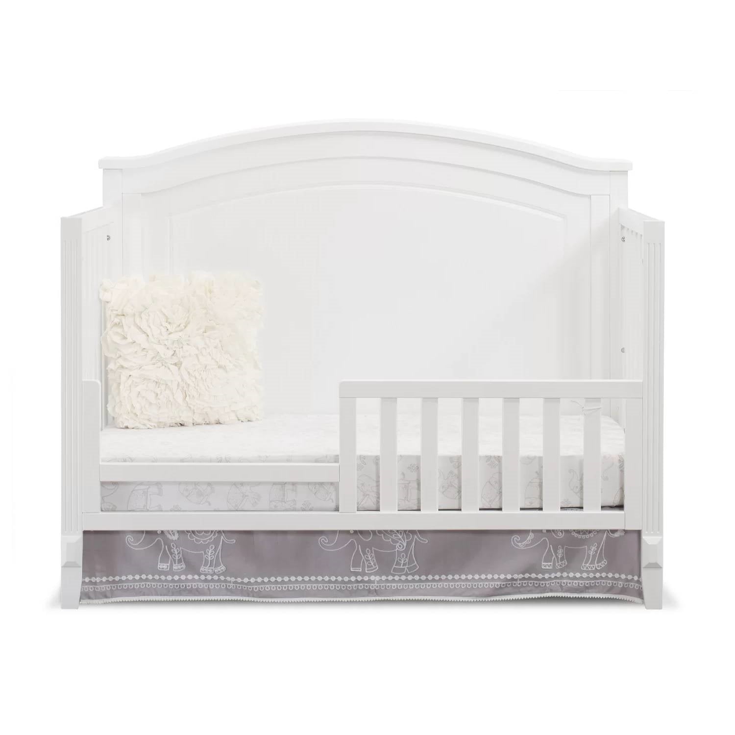 SF Home Solid Wood Toddler Bed Rail in White Finish - Crib Sold Separately
