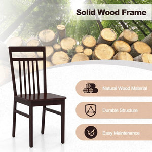 Set of 2- Modern Farmhouse Dark Wood High Back Dining Chair 280 lbs. Max Weight