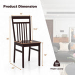 Set of 2- Modern Farmhouse Dark Wood High Back Dining Chair 280 lbs. Max Weight