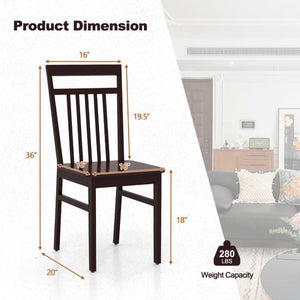 Set of 2- Modern Farmhouse Dark Wood High Back Dining Chair 280 lbs. Max Weight
