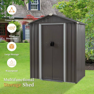 5 x 3 ft. Outdoor Grey Metal Garden Storage Shed