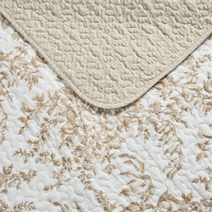 King size 3 Piece Bed-in-a-Bag Bohemian Tan Beige Floral Cotton Quilt Set