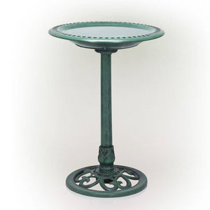 Outdoor Garden Bird Bath Bowl with Stand in Green Bronze Finish