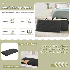 30-in Black Linen Upholstered Bedroom Living Room Entryway Storage Bench Ottoman