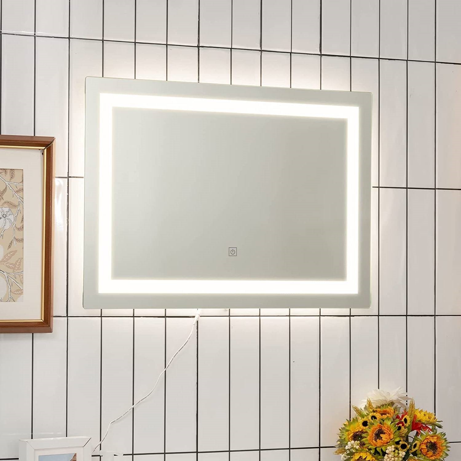 Modern LED Lighted Mirror Dimmable Wall-Mounted Bathroom Vanity 27 x 20 inch