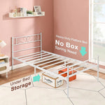 Twin size White Metal Platform Bed Frame with Headboard and Footboard