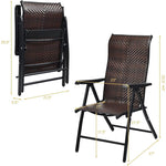 Outdoor/Indoor Folding Patio Chair with Brown Rattan Seat and High Back-Rest