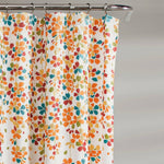 72-inch White Turquoise Blue Orange Floral Flowers Shower Curtain