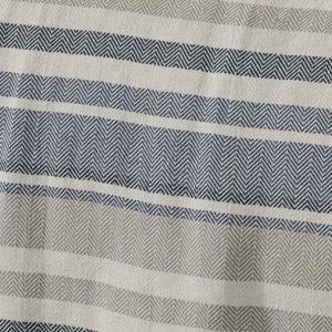 Twin size Navy Blue Tan Cream Chevron Stripe Lightweight Cotton Blanket