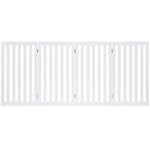Folding 4-Panel Dog Gate Pet Fence in White Wood Finish
