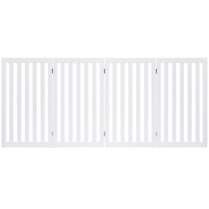 Folding 4-Panel Dog Gate Pet Fence in White Wood Finish