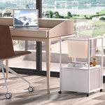 White Metal Wood Rolling File Cabinet with Open File Hanging Bar
