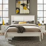 Contemporary White Solid Pine Platform Bed in Queen Size