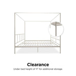 King size Modern Metal Canopy Bed Frame with Headboard and Footboard in White