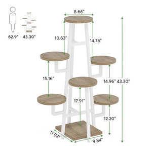 Modern Industrial Indoor Multi-Tier Plant Stand with White Metal Frame