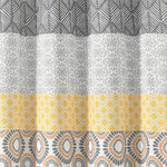72-in. Yellow Black White Grey Floral Damask Boho Polyester Shower Curtain