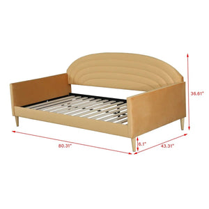 Twin size Mid-Century Modern Yellow Velvet Upholstered Daybed