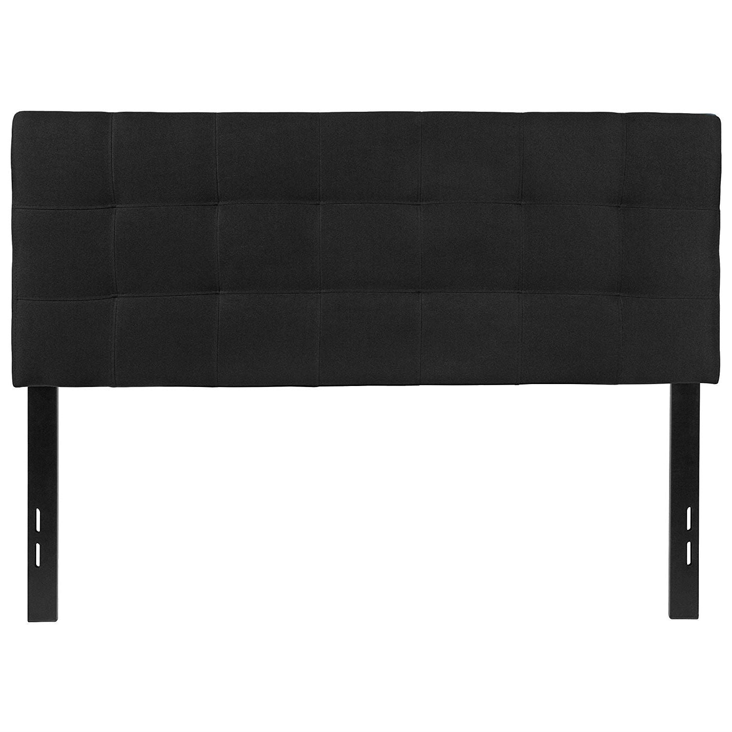 Full size Modern Box-Stitch Black Fabric Upholstered Headboard