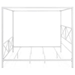 Queen size Modern Industrial Style White Metal Canopy Bed Frame