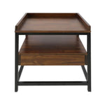 Modern Solid Wood 1-Drawer End Table Nightstand in Mocha Brown and Black Finish