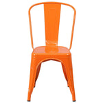 Set of 4 Outdoor Indoor Orange Metal Stacking Bistro Dining Chairs