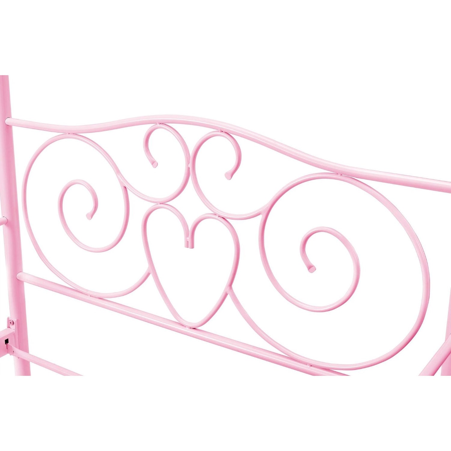 Twin size Sturdy Metal Canopy Bed in Pink