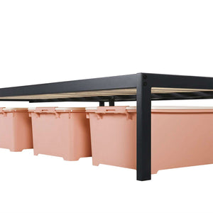 Queen size Steel Metal Platform Bed Frame with Wood Slats