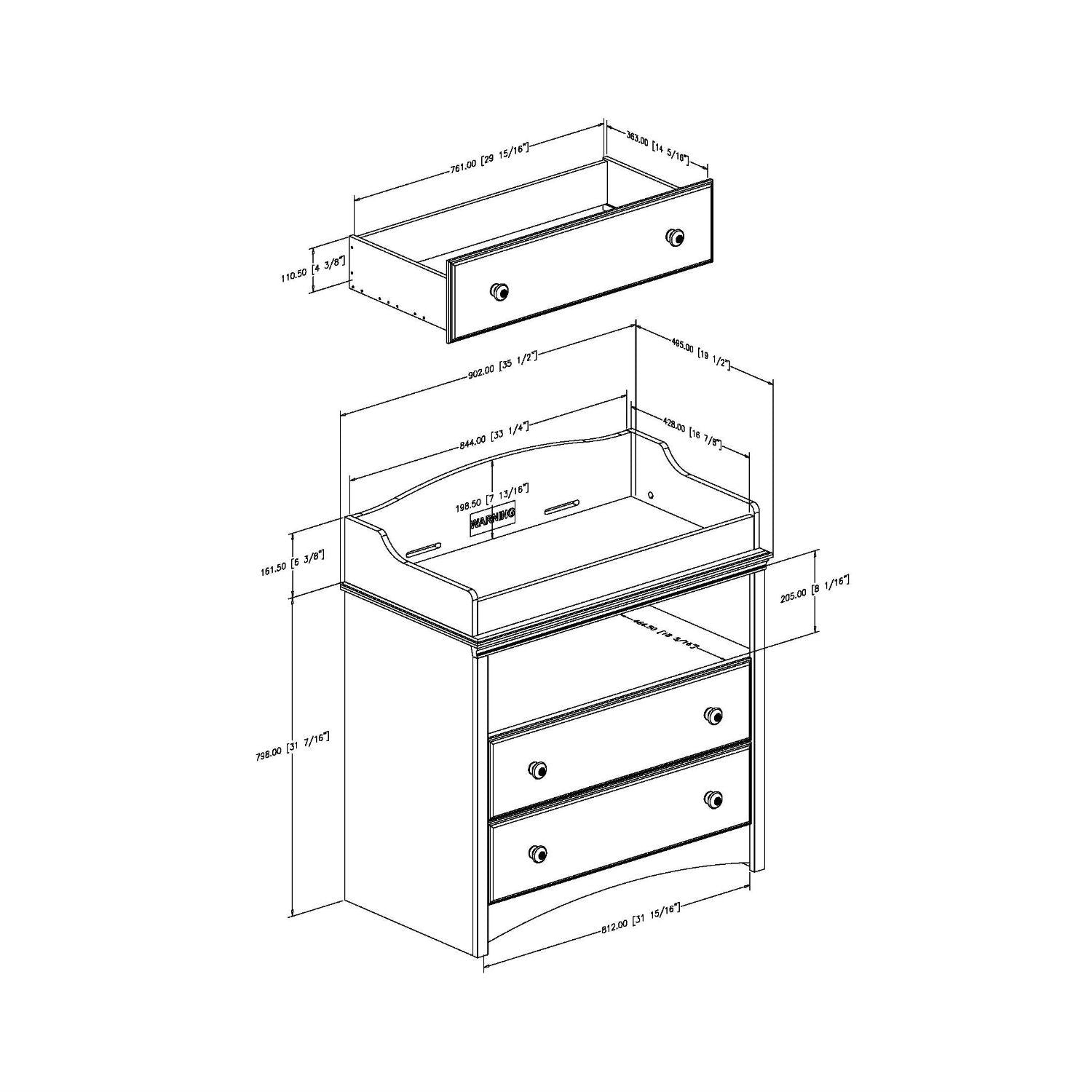 Baby Furniture 2 Drawer Diaper Changing Table in Espresso