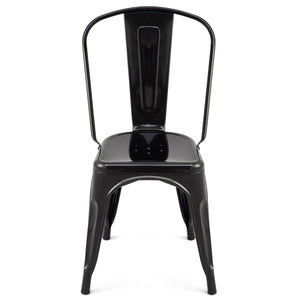 Set of 4 Indoor Outdoor Black Metal Stacking Bistro Dining Chairs