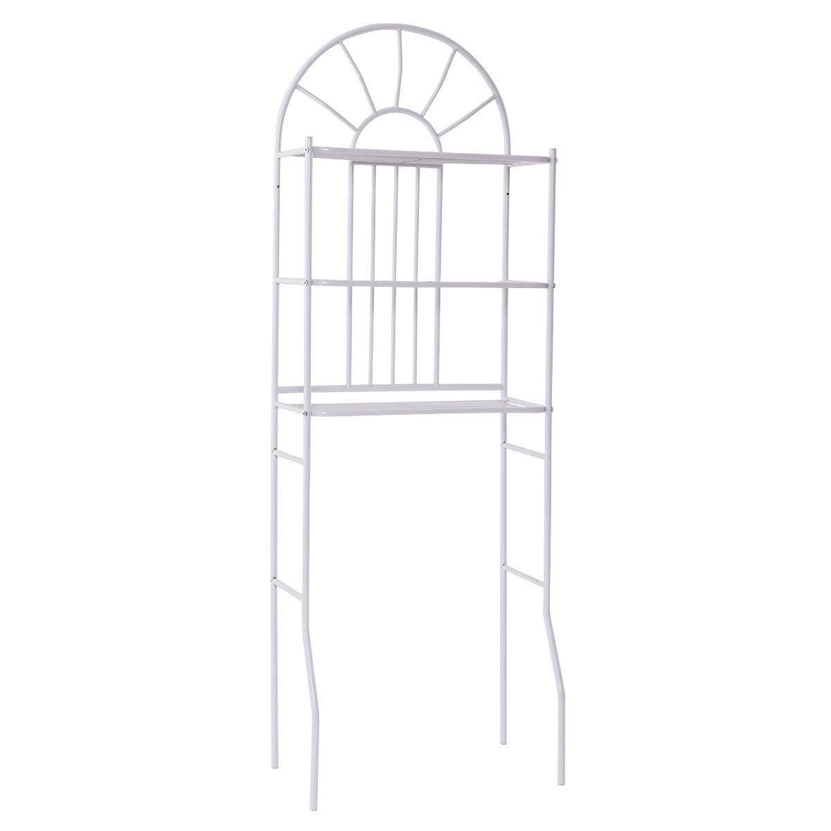 Over Toilet Bathroom Space Saving Storage Shelving Unit in White Metal Finish