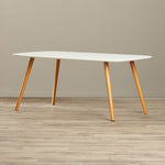 White Top Mid-Century Coffee Table with Solid Wood Legs